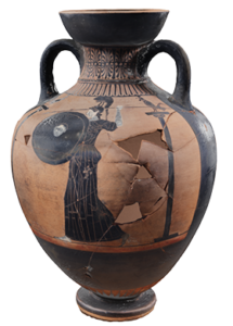 Anfora a figure nere con Atena Promachos del Pittore di Pisticci